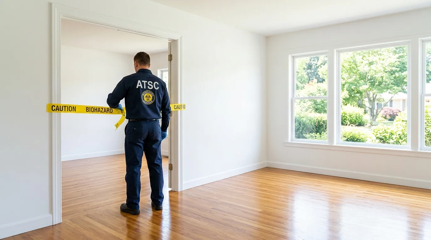 Certified biohazard cleanup crew performing Decomposition Cleanup in Martinsville